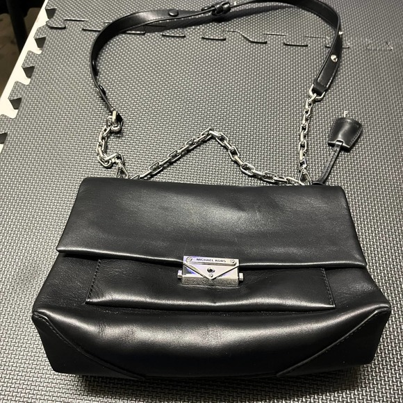 Michael Kors Cece Black Chain Shoulder Bag Leather Womens - Picture 3 of 12